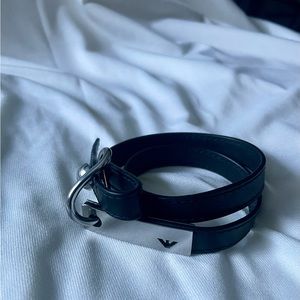 Emporio Armani men’s leather wrap bracelet with box